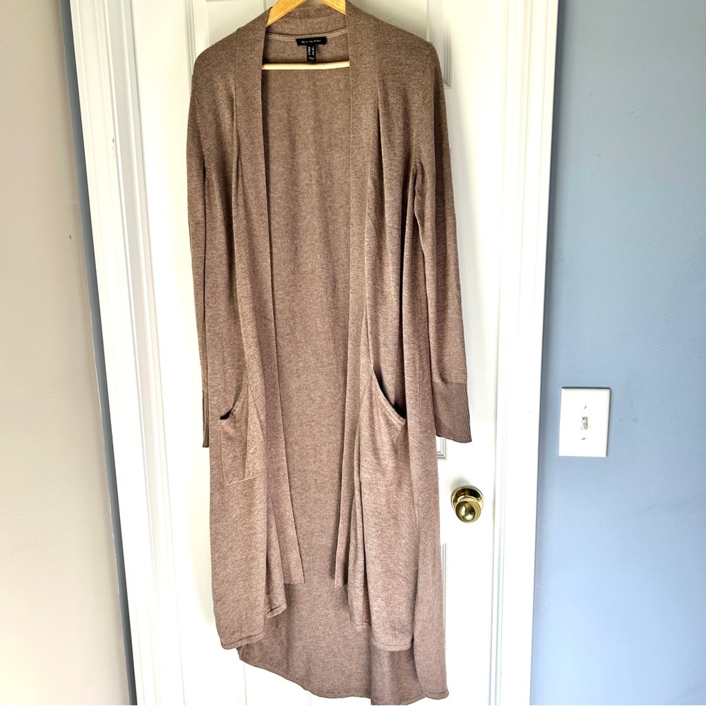 H by Halston Duster Open Cardigan taupe